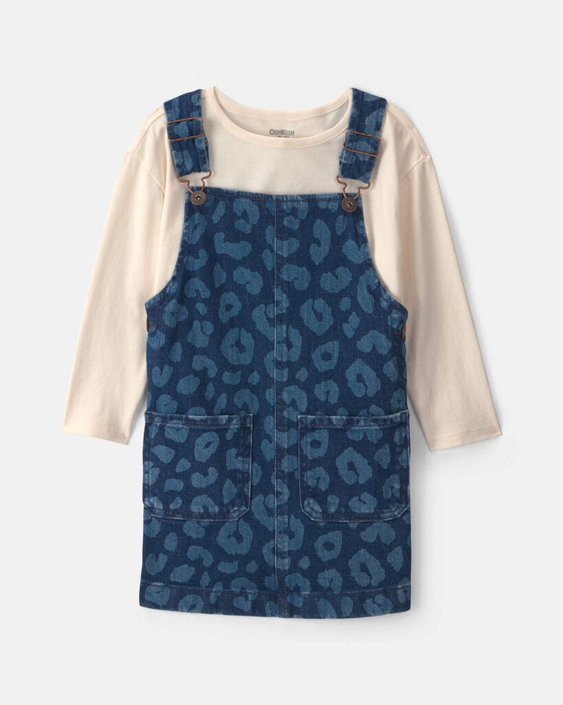OshKosh B'gosh Toddler Girl 2-Piece Leopard Long-Sleeve Overall Set - Dark Wash 2T Dark Wash | Carter's Inc