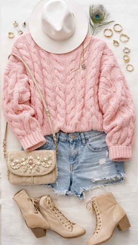 The sweetest little outfit 💕 Chunky pink knit, distressed denim shorts, and lace-up boots for the perfect girly-meets-boho look.



#LTKSeasonal #LTKMidsize #LTKootd
