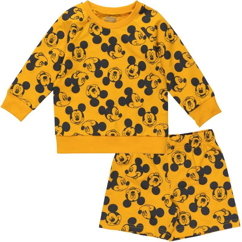 Disney Mickey Mouse French Terry Sweatshirt & Shorts Orange | Target