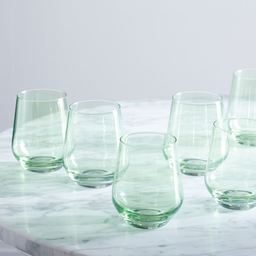 Estelle Colored Stemless, Glass, Coral, Set of 6 | West Elm (US)