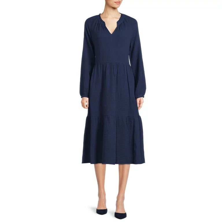 BeachLunchLounge Women's Ruffle Hem Cotton Dress | Walmart (US)