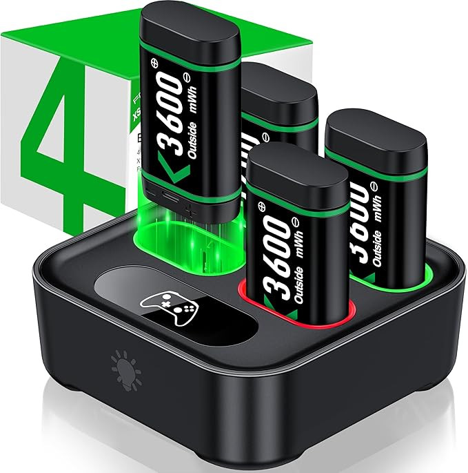 Charger for Xbox One Controller Battery Pack with 4x3600mWh USB Rechargeable Xbox One Battery Cha... | Amazon (US)