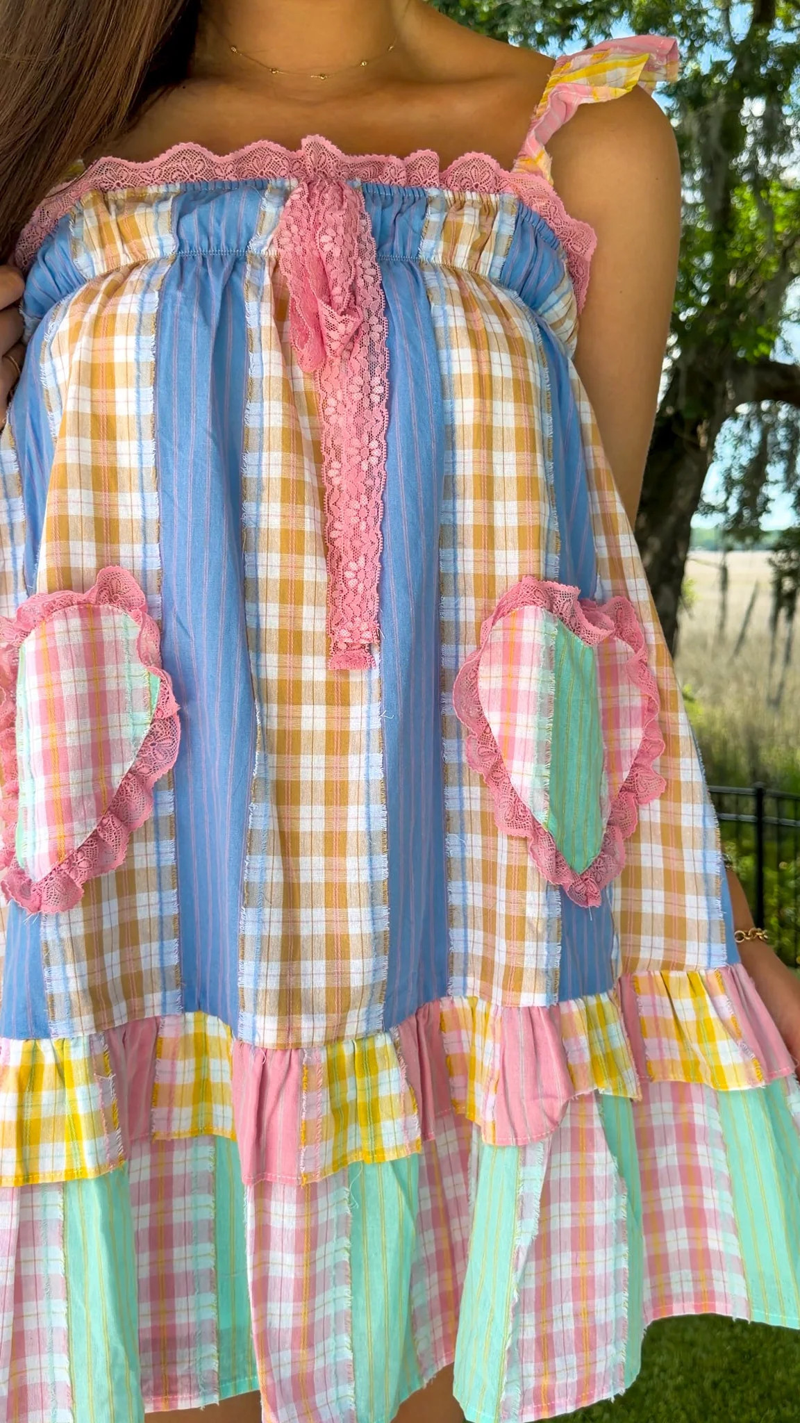 Daisy Pastel Patchwork Ruffle Mini Dress | Shop.app