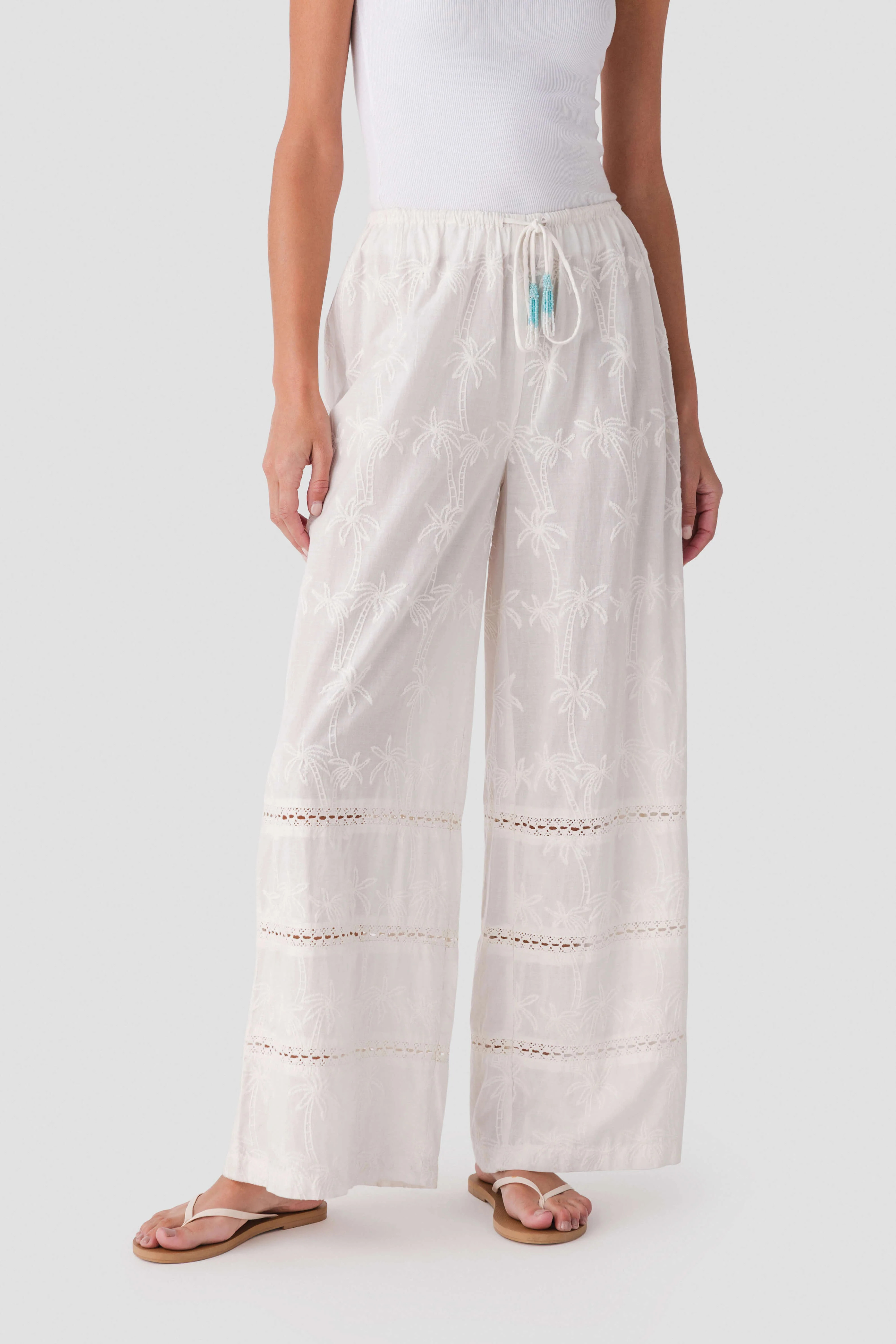Surf Gypsy Palm Eyelet Wide Leg Pants | Social Threads