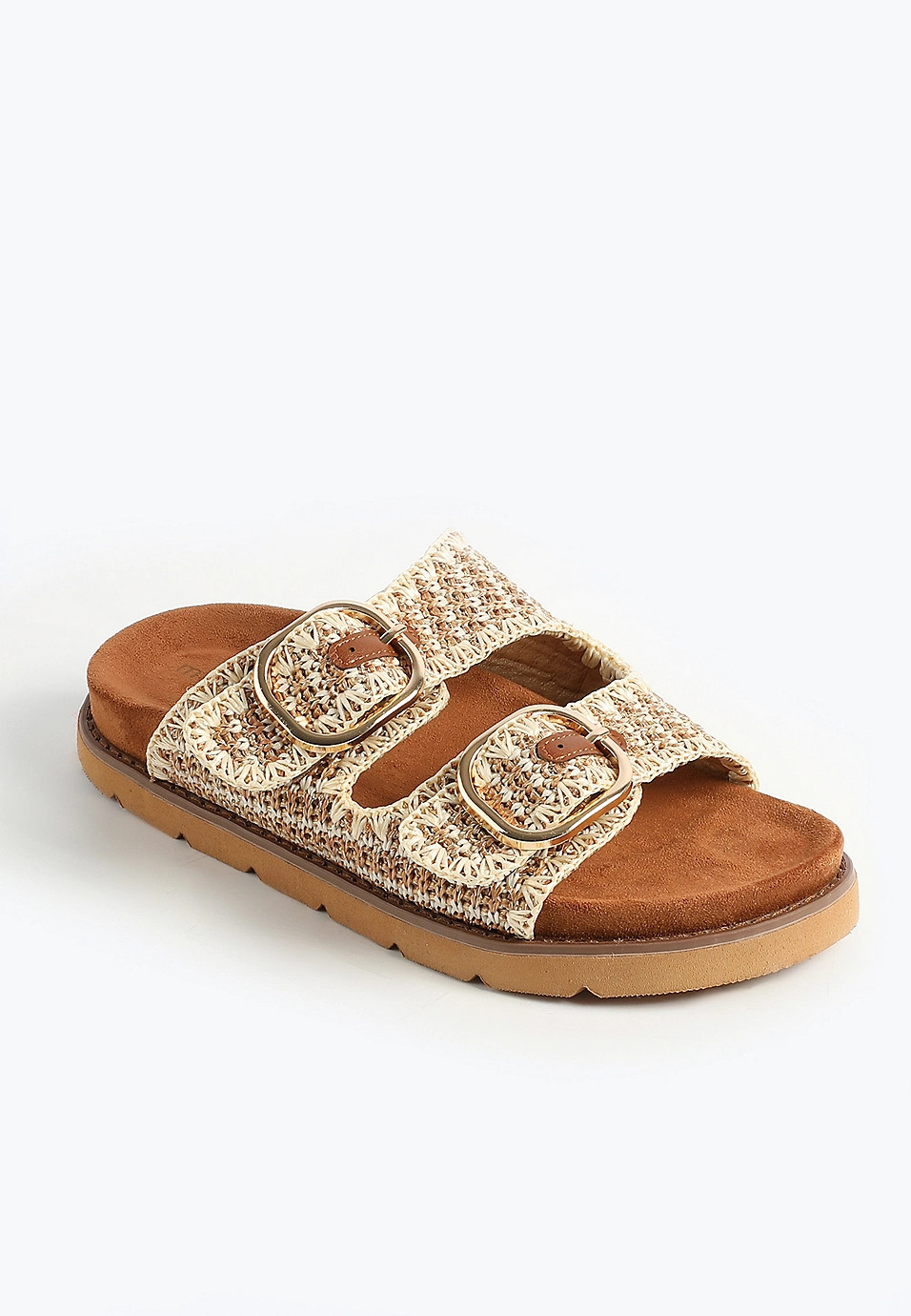 SuperCush Raffia Two Band Footbed Sandal | Maurices