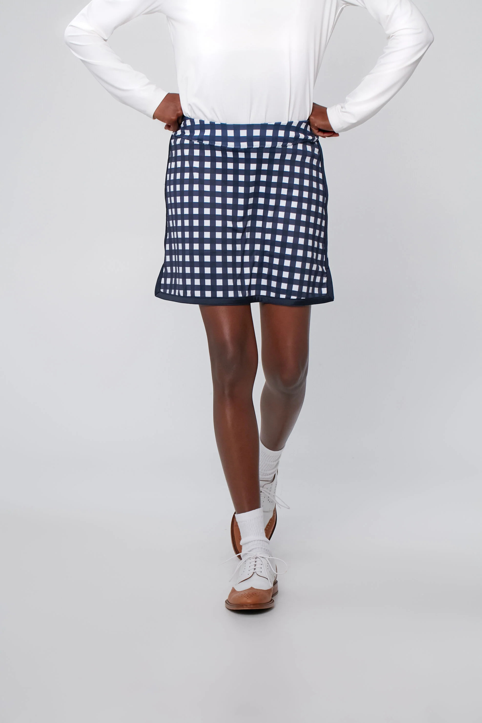Navy Trellis Gingham 16 Inch Karrie Golf Skirt | Tuckernuck (US)