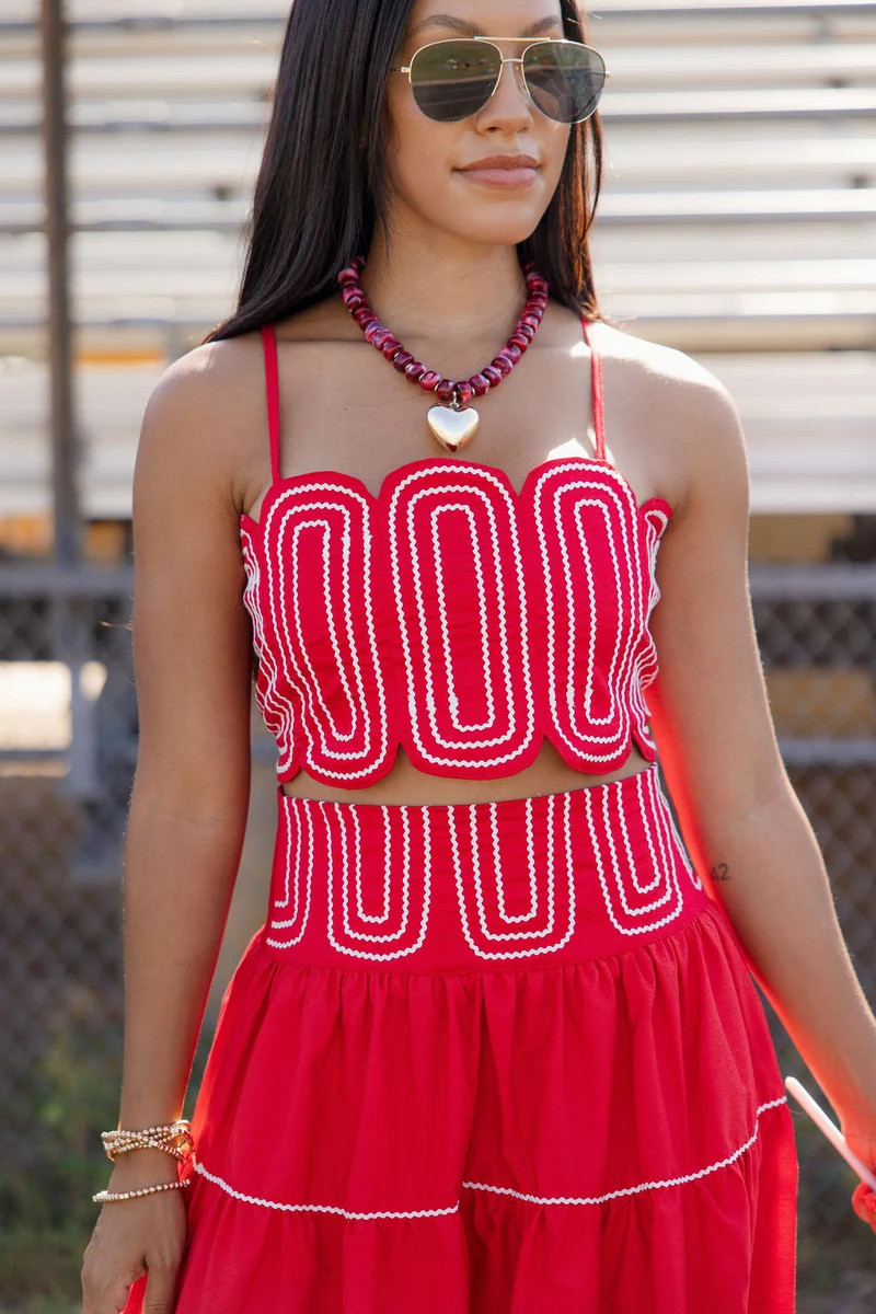 First String Crop Top - Red | The Impeccable Pig