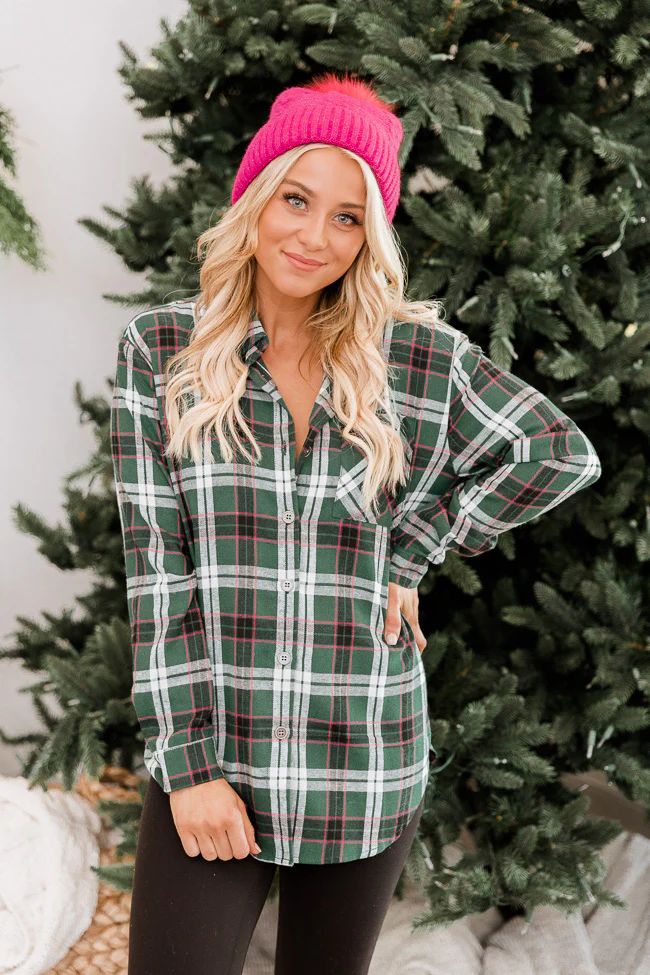 Steps Away Green Plaid Button Up Blouse | The Pink Lily Boutique