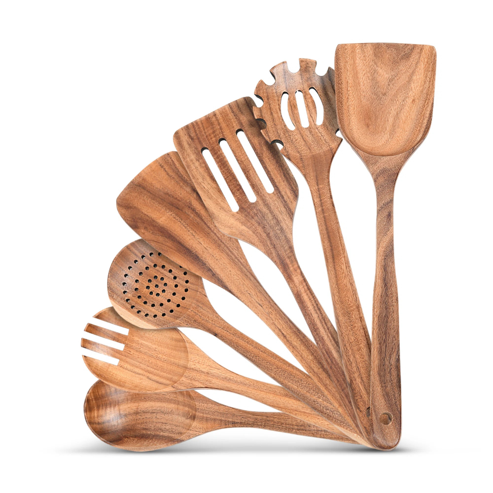 7 Piece Wooden Kitchen Utensils Set | Wayfair North America