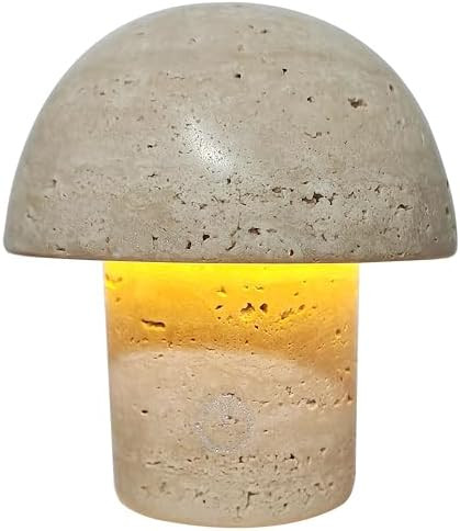 Natural Stone Mushroom Lamp - Handcrafted Travertine Night Light, Rechargeable with Type-C, Dimma... | Amazon (US)