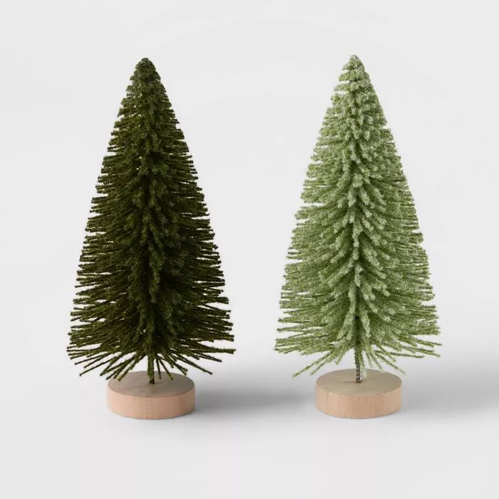 2pk 6in Bottle Brush Tree Decorative Figurine Set Green - Wondershop&#8482; | Target