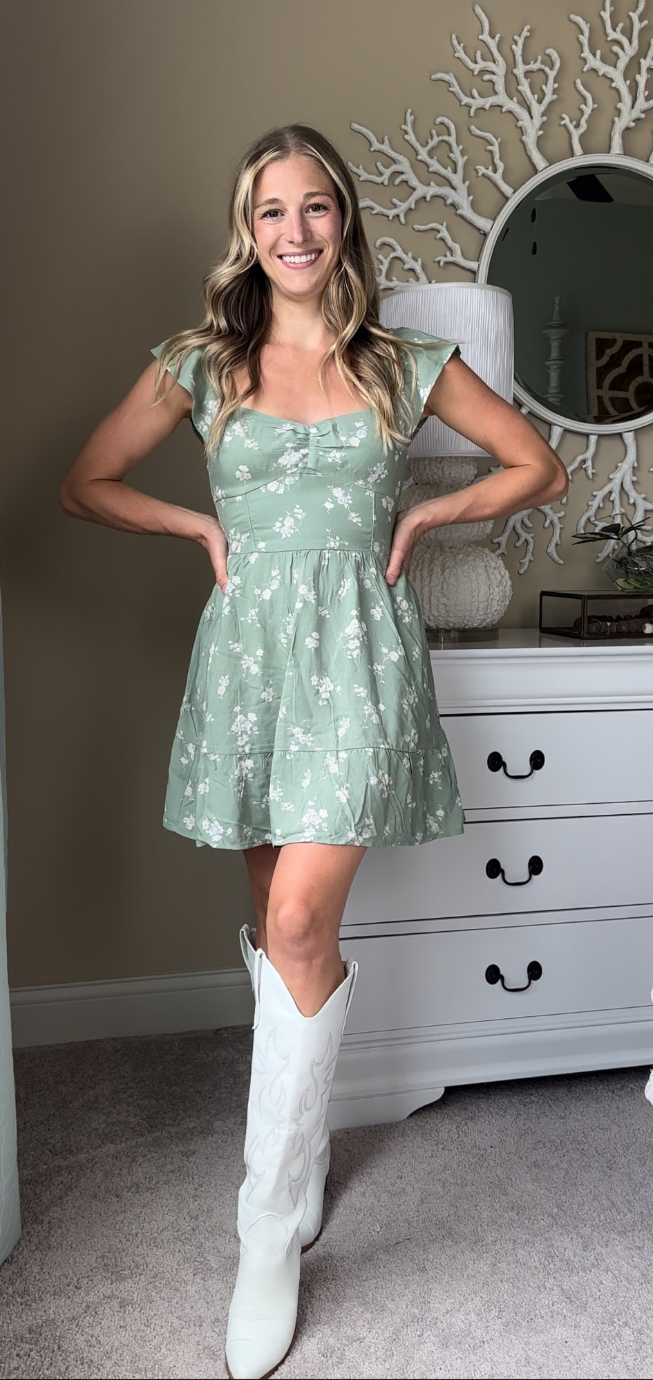 Hollister Dress xs TTS. Cowgirl boots 6.5 TTS. 

Dress has built in shorts and pockets! Shorts are detached in the back so you don’t have to take off the whole thing when going to the bathroom  

country concert outfits. Fall dress. Summer dress. Floral dress. White cowgirl boots. Cowboy boots. Nashville outfit. Nashville style. #cowgirlboots .#countryconcertoutfit #countryconcert #sundress #floraldress #minidress #whitecoegirlboots #nashvilleoutfit #nashvilledress

#LTKShoeCrush #LTKFindsUnder50 #LTKFallSale