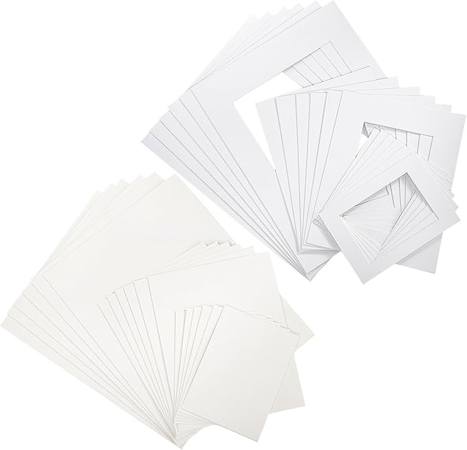 TOPZEA 18 Set White Picture Mat Kit, Include Anti Acid White Core Bevel Cutting Mats and Blank Ba... | Amazon (US)