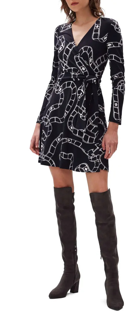 Demetria Film Print Long Sleeve Wrap Dress | Nordstrom