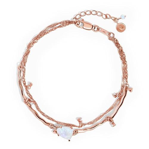 Moon Magic Moonstone Bracelet for Women | Black Obsidian, Rose Quartz Bracelet/Real 925 Sterling Silver | 18k Rose & Yellow Gold Rainbow Genuine Moonstone Jewelry for women | June Birthstone Bracelet | Amazon (US)