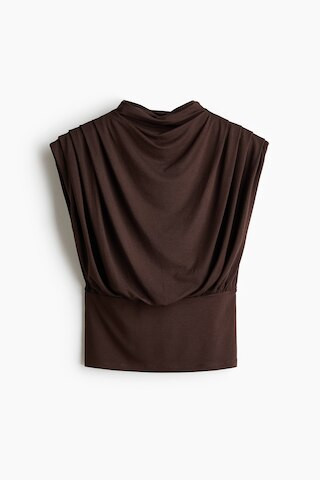 H & M - Viscose Mock Turtleneck Top - Dark Brown | H&M (US + CA)