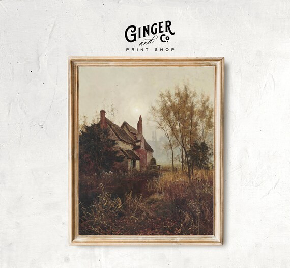 Autumn Landscape With Cottage Digital Print  Forest in - Etsy | Etsy (US)