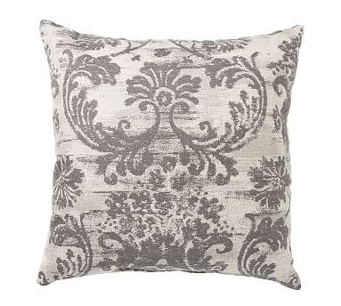 Sunbrella(R) Rochelle Damask Indoor/Outdoor Pillow, 24"", Gray | Pottery Barn (US)