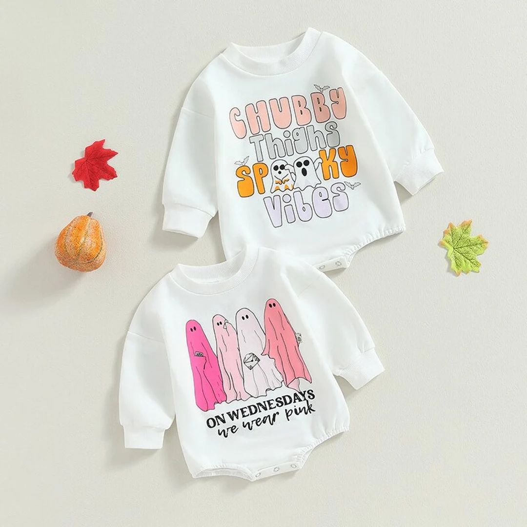 On Wednesday We Wear Pink Ghost Baby Romper Mean Girls Ghost - Etsy | Etsy (US)