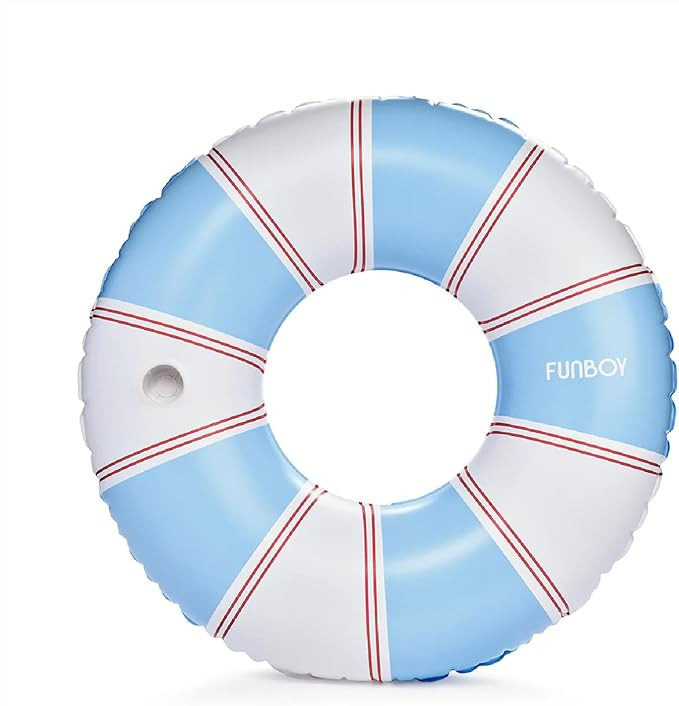 FUNBOY Giant Stripe Inflatable Pool Float with Cup Holder, 48" Adult Inner Tube Swim Ring Pool Lo... | Amazon (US)