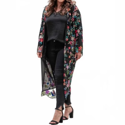 Women's Glamorous Floral Sequin Duster - Jess Lea S/M | Target