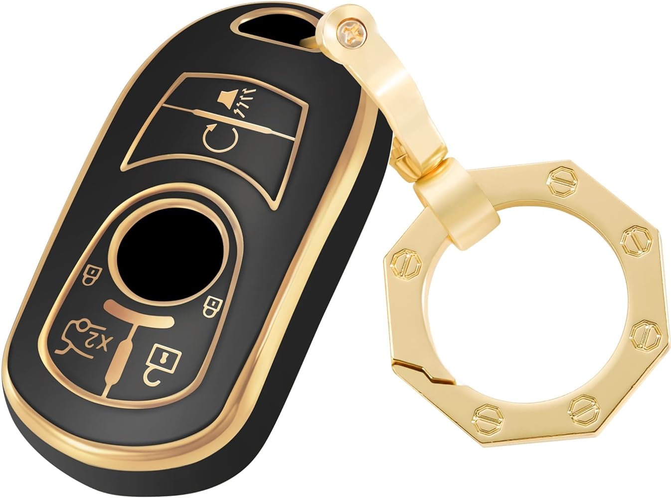 for Buick Key Fob Cover Case Shell with Gold Keychain fit Buick Enclave Lacrosse Verano Encore Re... | Amazon (US)