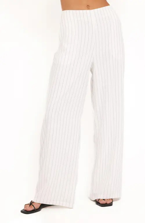 Petal & Pup Blakely Pinstripe Wide Leg Pants in White Pinstripe at Nordstrom, Size Small | Nordstrom