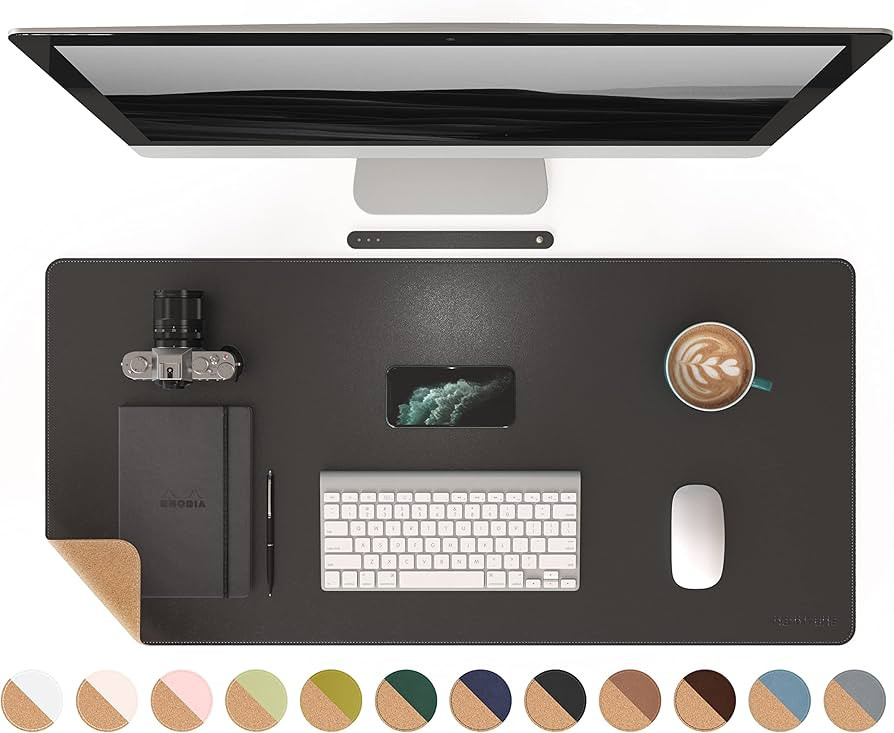 RENMTURE Dual-Sided Desk Pad, Natural Cork & PU Leather Large Mouse mats for Office and Home Work... | Amazon (US)
