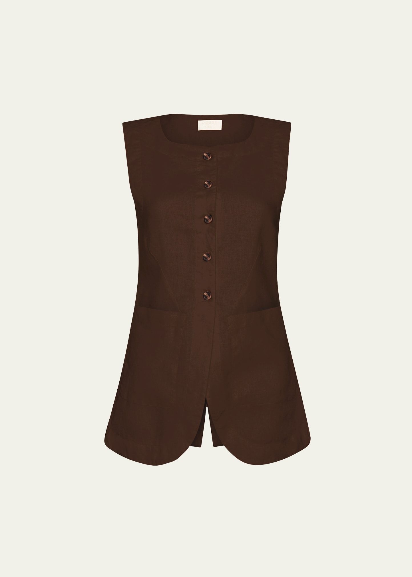 Posse Emma Cutaway Linen Patch-Pocket Vest | Bergdorf Goodman
