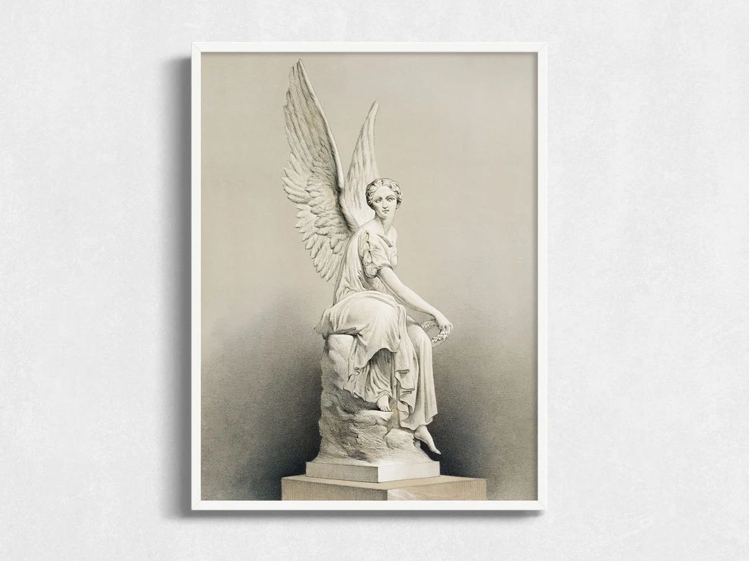 Digital Vintage Art Printable, Roman Bust Statue Wall Art, Angel Gallery Wall Art | Etsy (US)