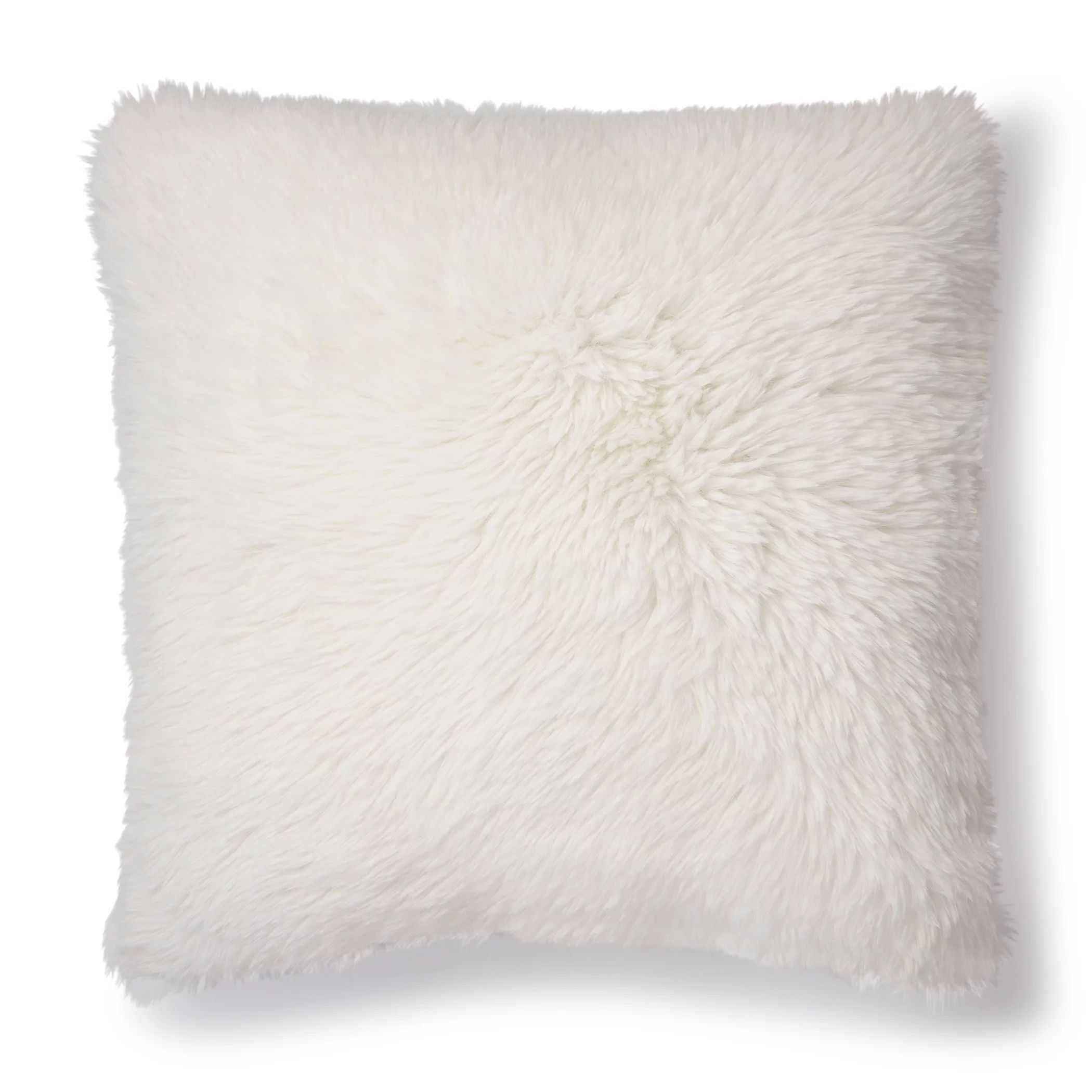 Mainstays High Pile Faux Rabbit Decorative Pillow, 17" x 17", White, 1 per Pack | Walmart (US)
