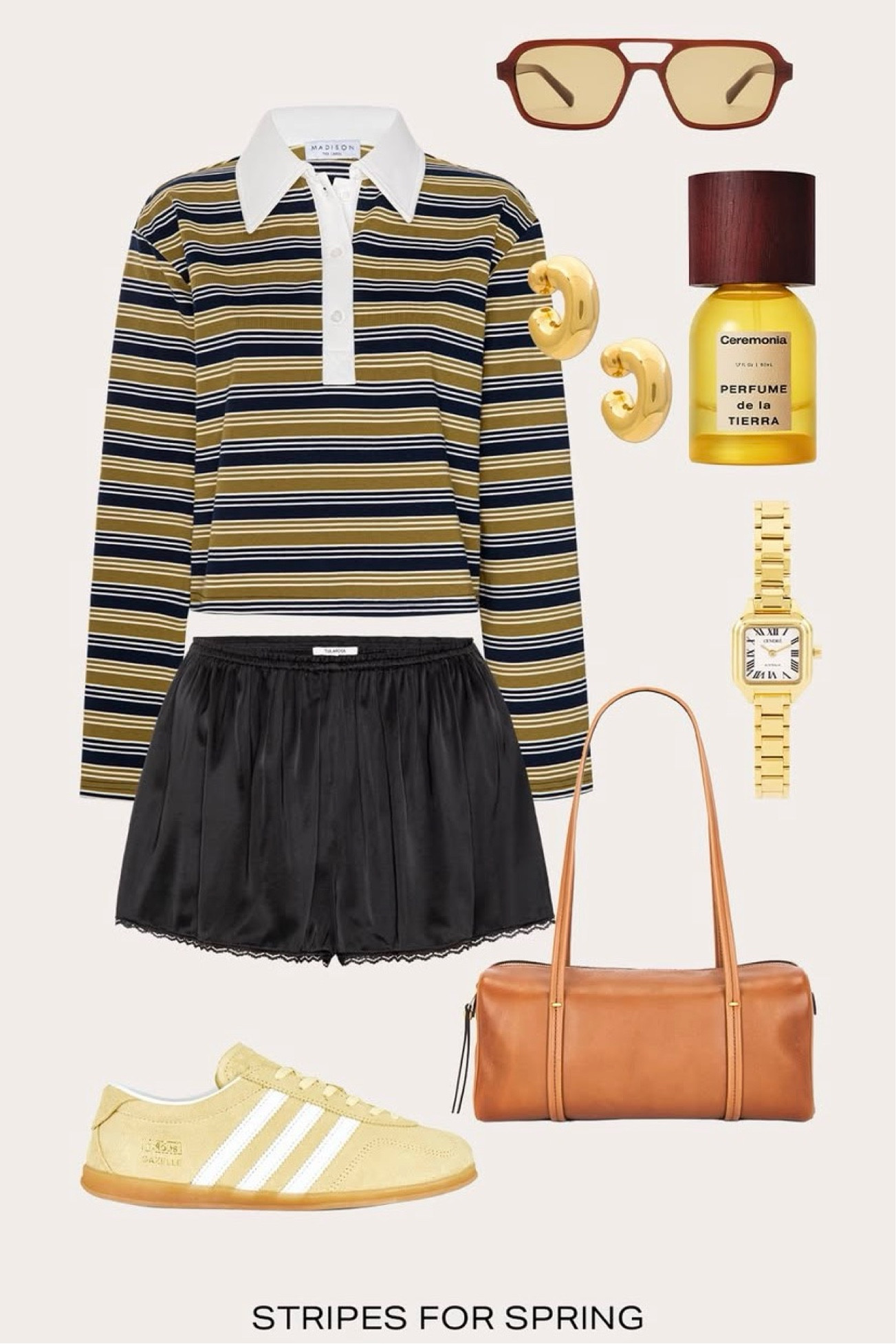 Shop the look 🕶️💛

#outfit #bag #adidas #shorts #stripedshirt watch perfume earrings sneakers sunglasses 

#LTKgrwm #LTKootd #LTKOver40