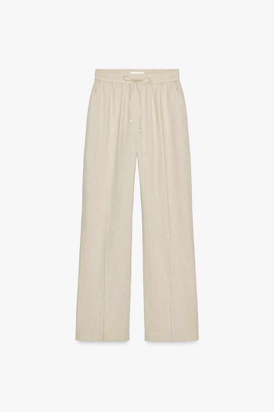 LINEN BLEND STRAIGHT TROUSERS | Zara UK