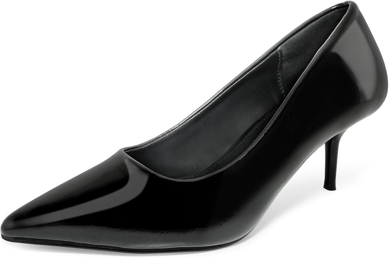 Women's Low Kitten Heels 2.6 Inch Closed Pointed Toe Heels Shoes Slip On Classic Office Dress Pum... | Amazon (US)