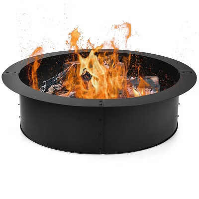 WELLFOR 36" Round Steel Fire Pit Ring Line Black | Target