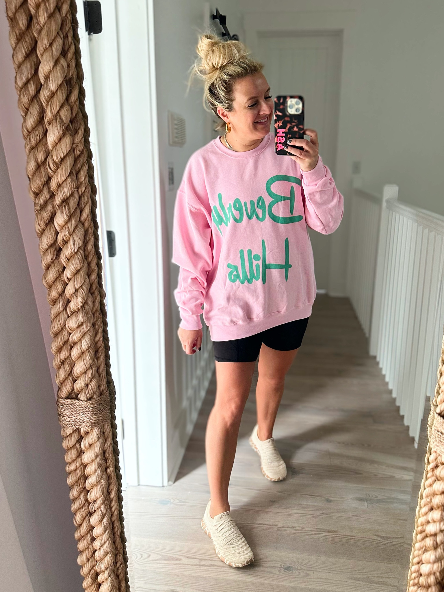 Loving the Beverly Hills sweatshirt. Wearing a size s/m for an oversized fit. Biker shorts are a great staple and wearing a size small  

#LTKsalealert #LTKfit #LTKunder50