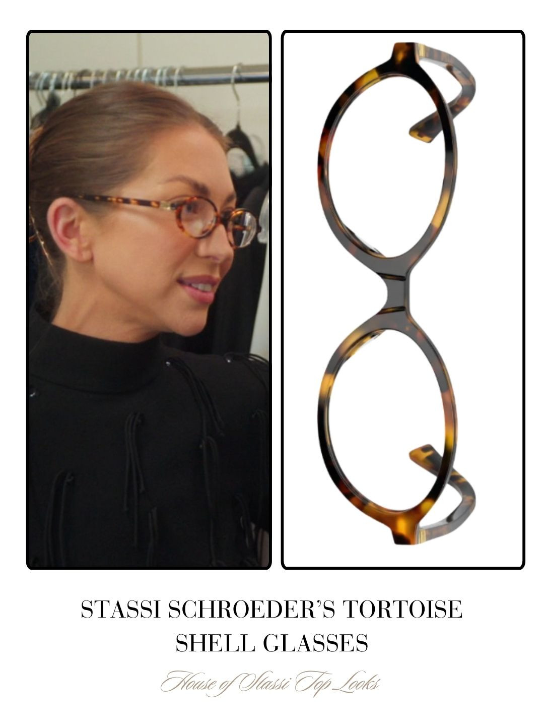 Stassi Schroeder's Oval Tortoise Shell Glasses on House of Stassi Season 1 Episode 3 

 