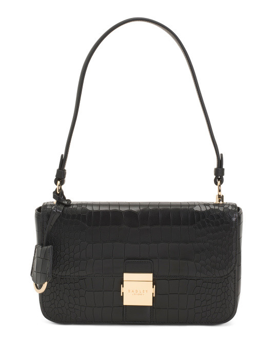 Leather Hanley Close Faux Croc Medium Flapover Shoulder Bag | TJ Maxx