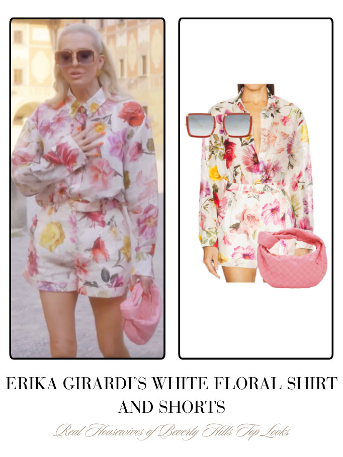 Erika Girardi's White Floral Shirt and Shorts 

 
