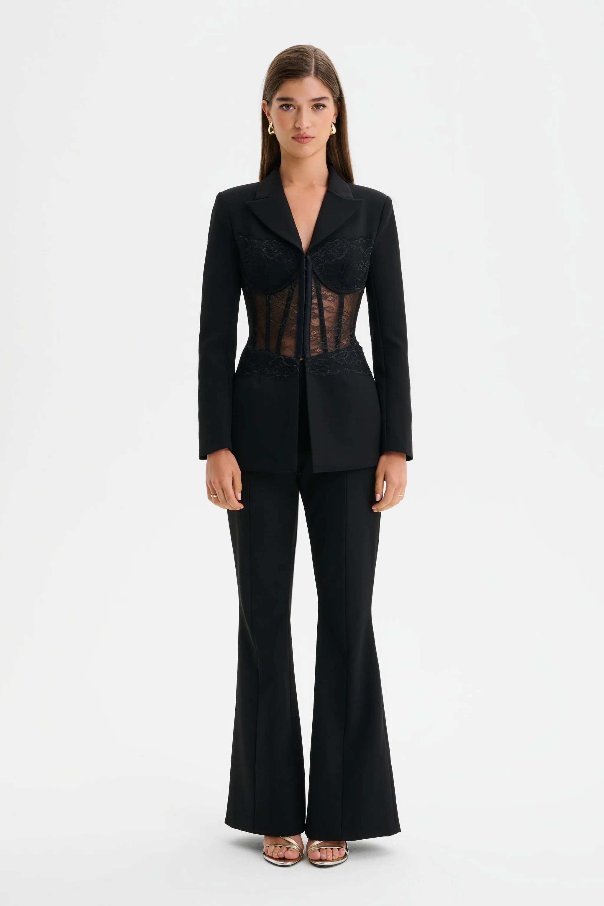 MACY Tailored Fit And Flare Trousers in Black | Lavish Alice Retail Ltd