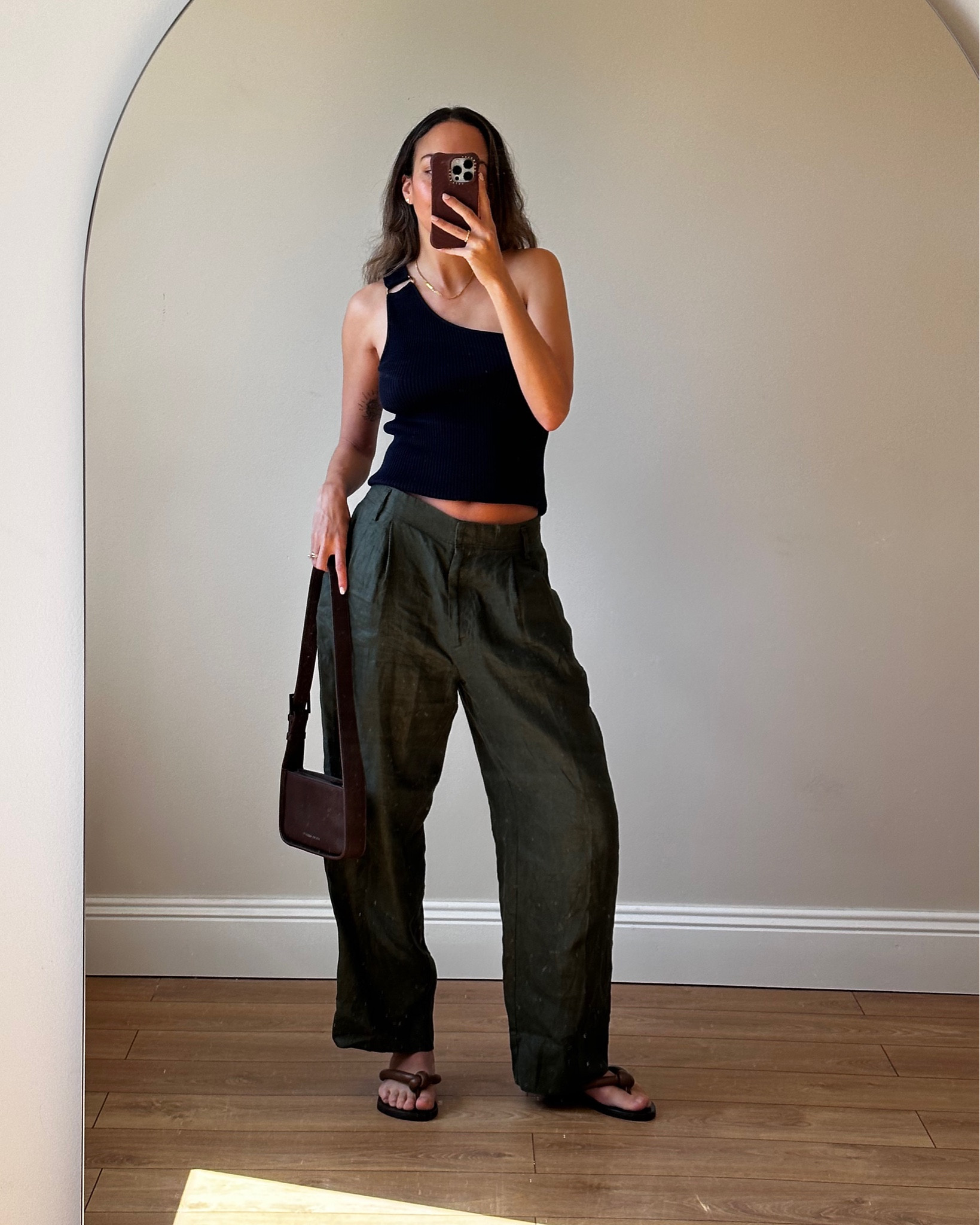 Asymmetric top, one shoulder top, linen pants, massimo dutti, the Bali tailor sandals, status anxiety bag, y2k shoulder bag, chocolate brown bag, wardrobe essentials, capsule wardrobe, every day essentials

#LTKfindsunder50 #LTKeurope #LTKstyletip