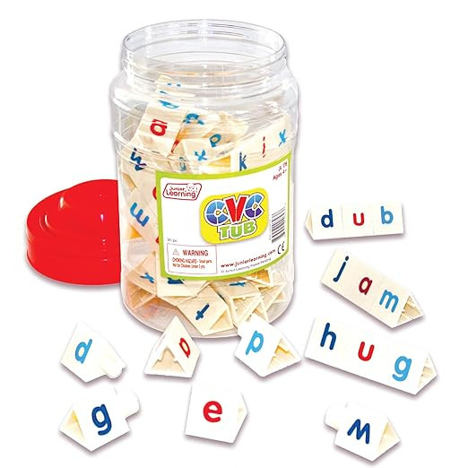 Junior Learning CVC Tri-Blocks Tub, 90 Blocks, Ages 4-5, Phonemic Awareness, Pre K-1, White | Amazon (US)