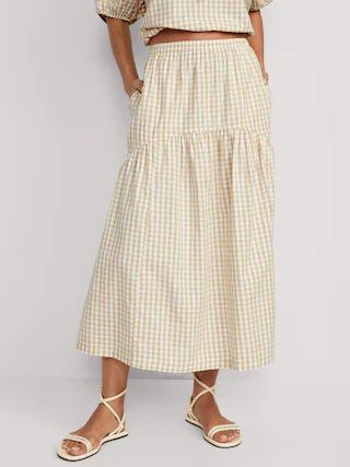 Tiered Gingham Maxi Skirt for Women | Old Navy (US)