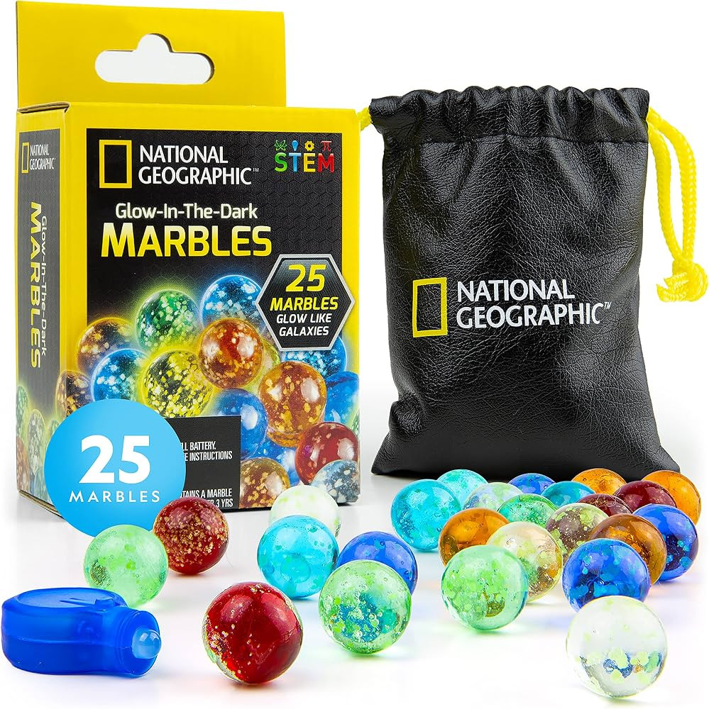 NATIONAL GEOGRAPHIC Glow in The Dark Marbles Refill – 25 Glass Marbles That Glow in The Dark, I... | Amazon (US)