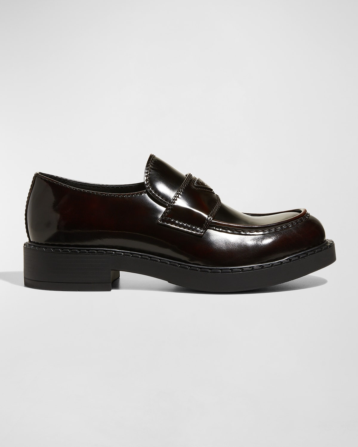 Men's Triangle Logo Leather Loafers | Neiman Marcus
