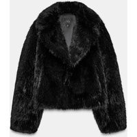 Zara - Short Faux Fur Coat - Women - Black - Women | Zara US
