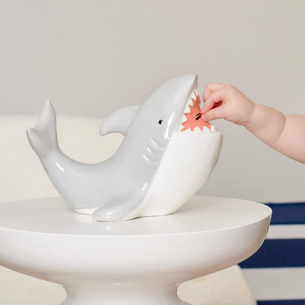 Baby Aspen Shark Piggie Bank Ceramic Coin Bank, White | Amazon (US)