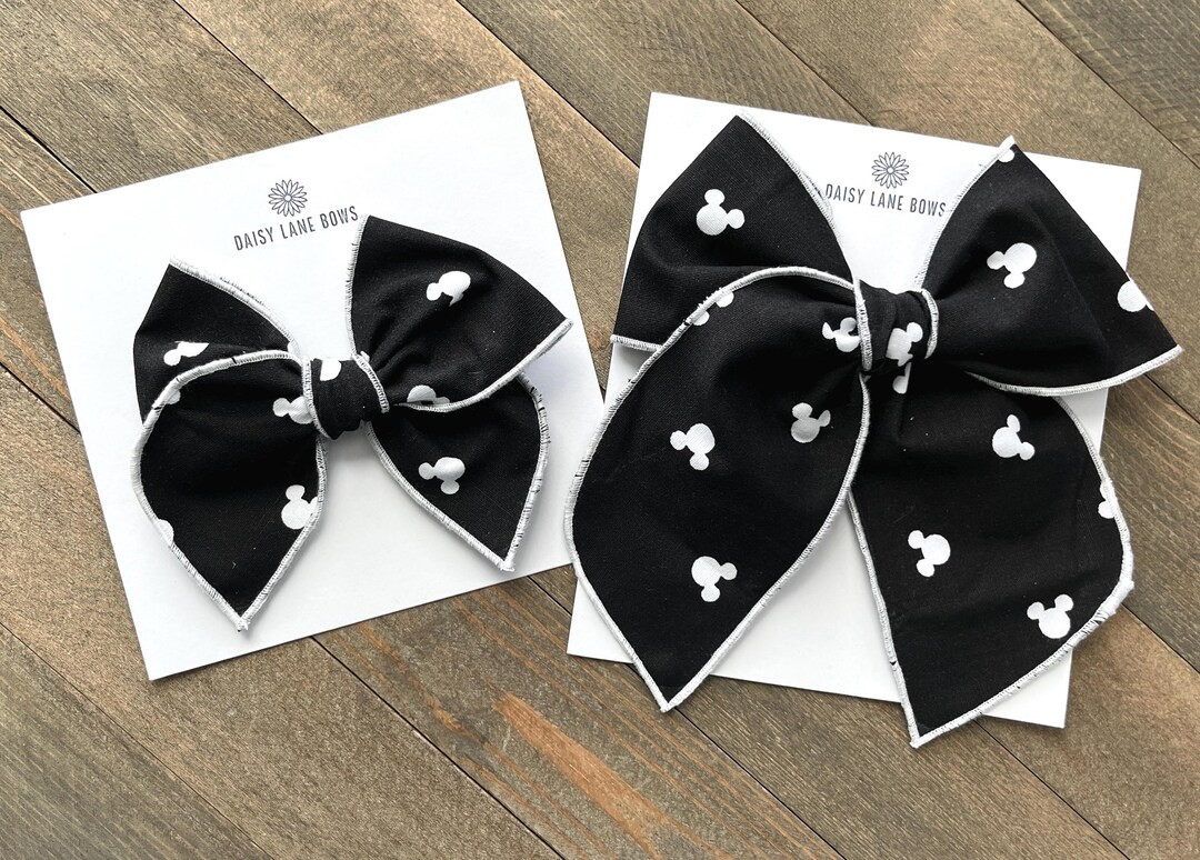 Mickey Mouse Bow: Black & White Sailor Bow - Etsy | Etsy (US)