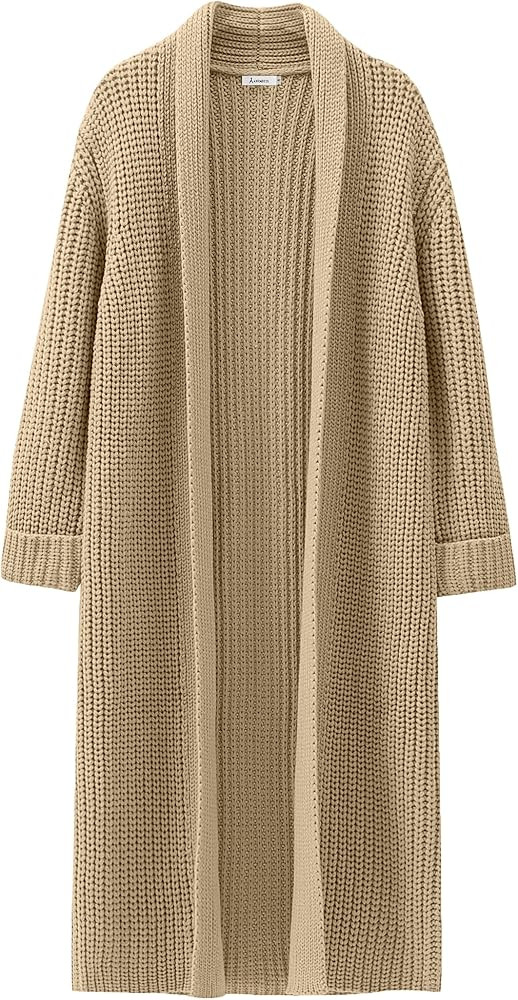 ANRABESS Women Knit Long Cardigan Long Sleeve Open Front Lapel Oversized Sweater Coat 2023 Fall C... | Amazon (US)