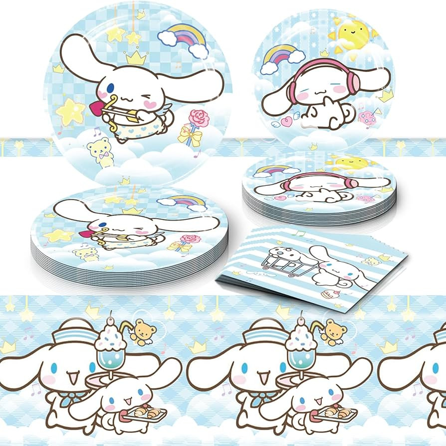 Cinnamoroll Birthday Decorations, 20 Plates, 20 Napkins and 1 Tablecover for Boys Girls Party Sup... | Amazon (US)
